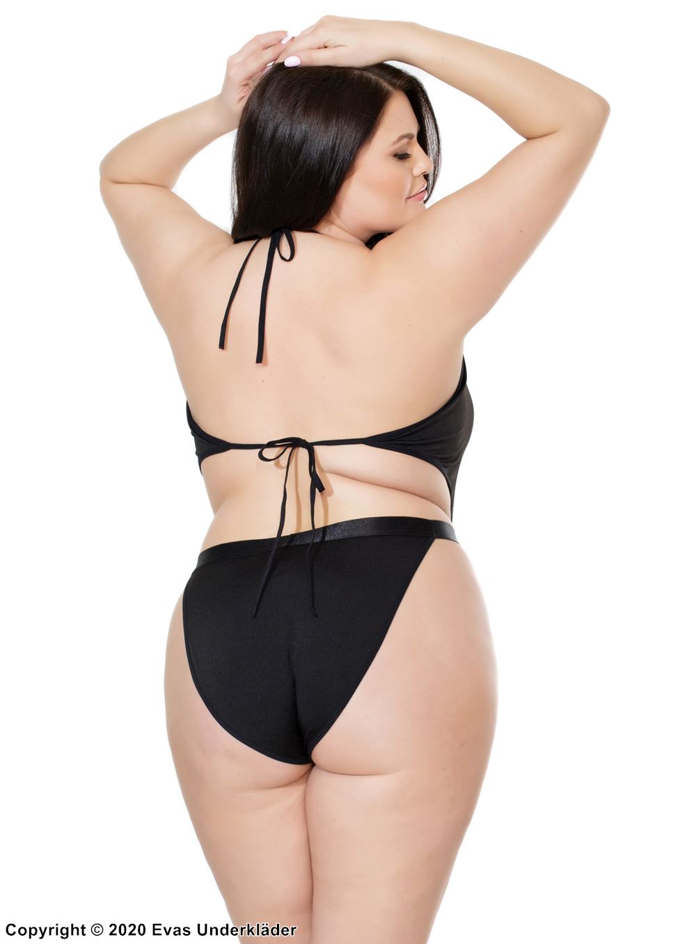 Sexy teddy, halterneck, dyp utringning, plus size